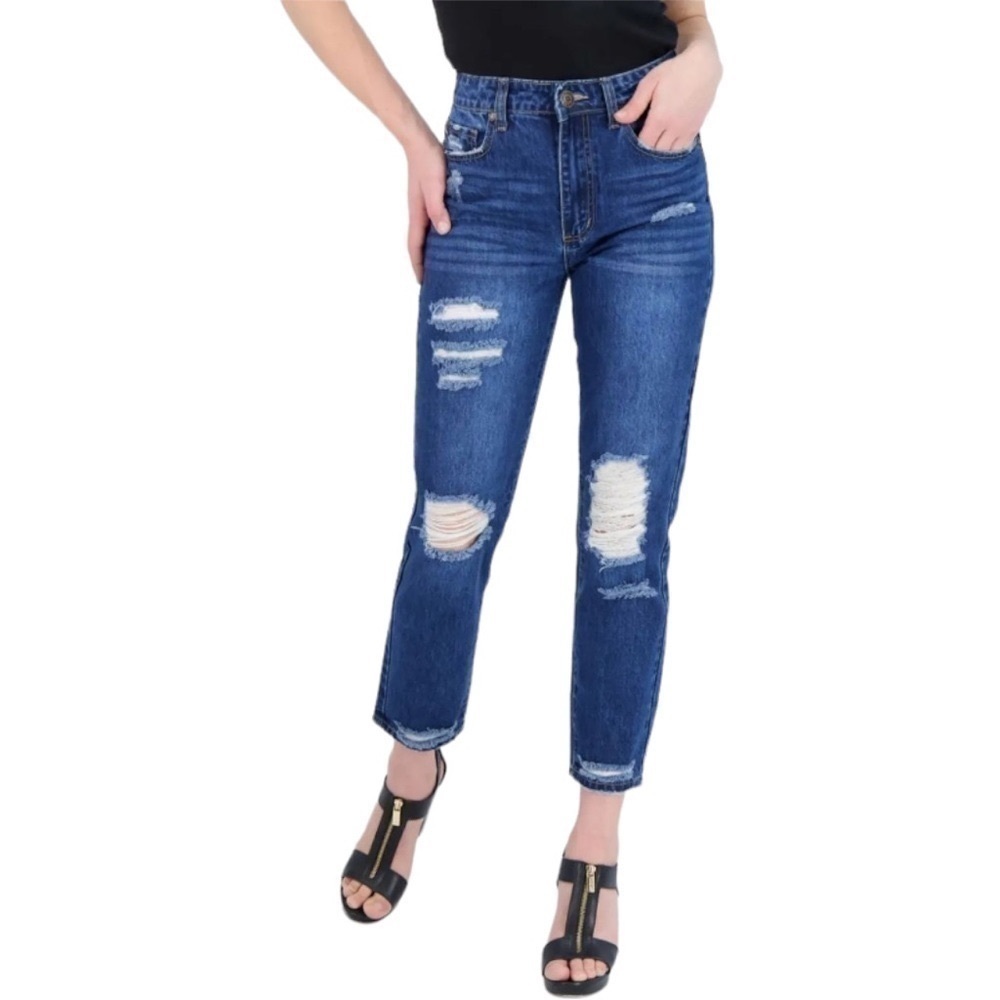 GOGO Distressed High-Rise Ankle Length Relaxed Fit Mom Jeans Size 5 New